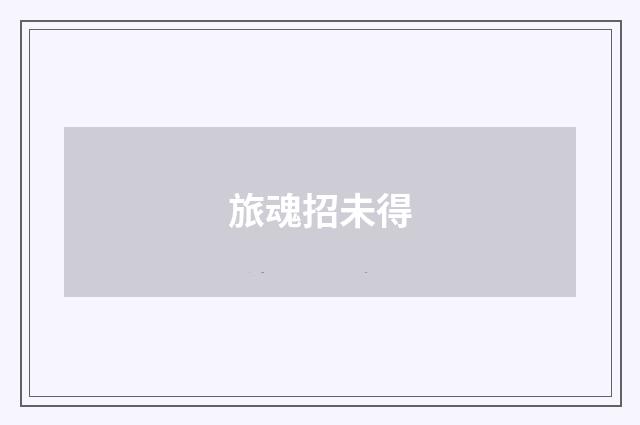 旅魂招未得