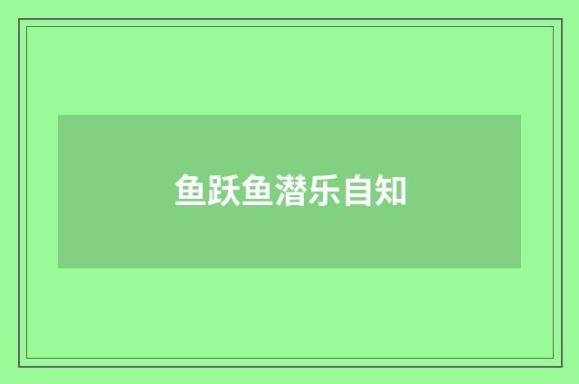 鱼跃鱼潜乐自知