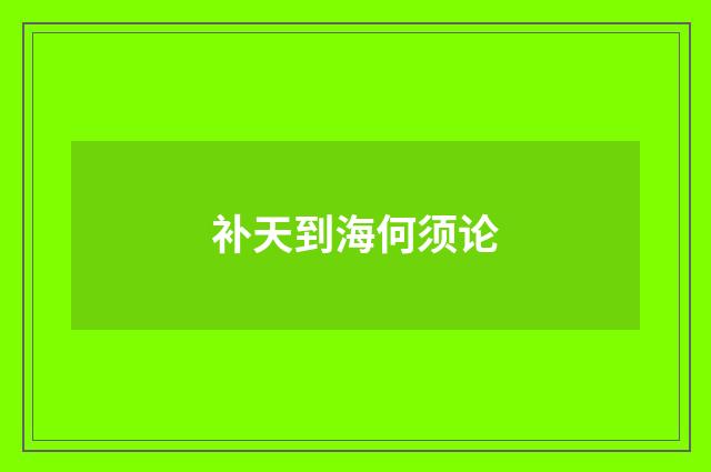 补天到海何须论