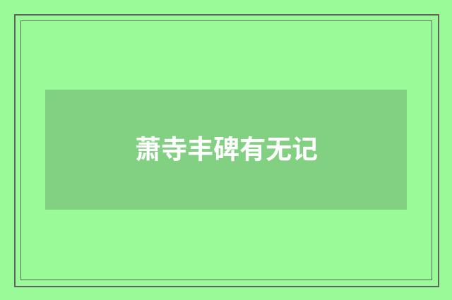 萧寺丰碑有无记
