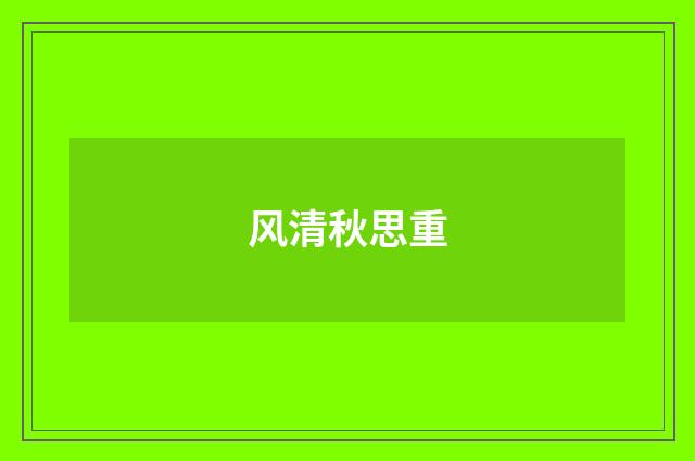 风清秋思重