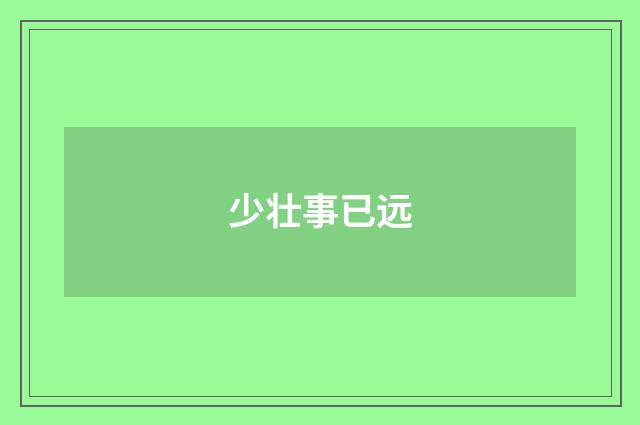 少壮事已远