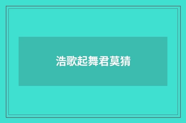 浩歌起舞君莫猜