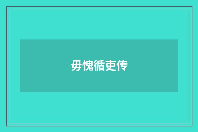 毋愧循吏传