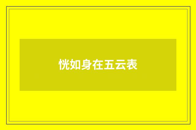 恍如身在五云表