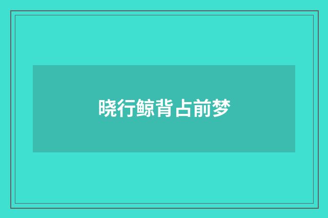 晓行鲸背占前梦