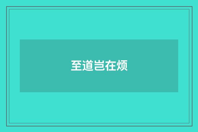 至道岂在烦