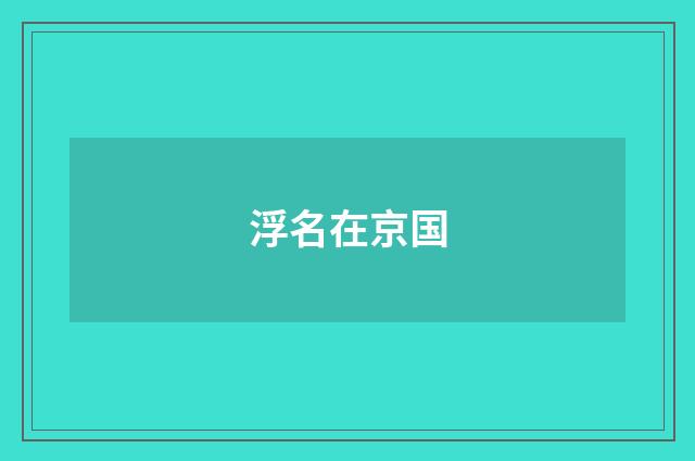 浮名在京国