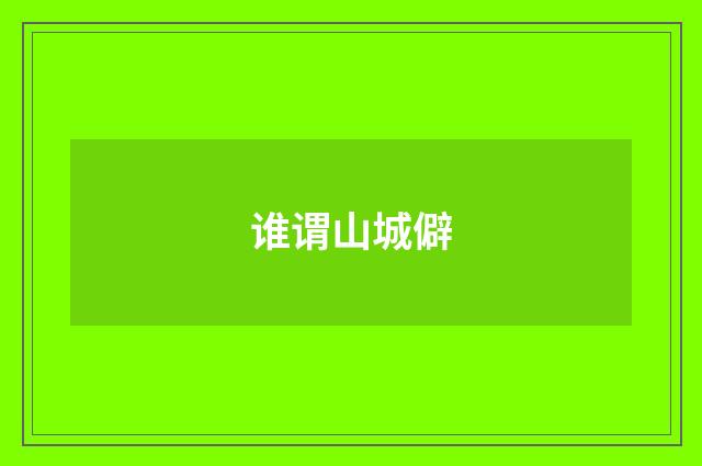 谁谓山城僻