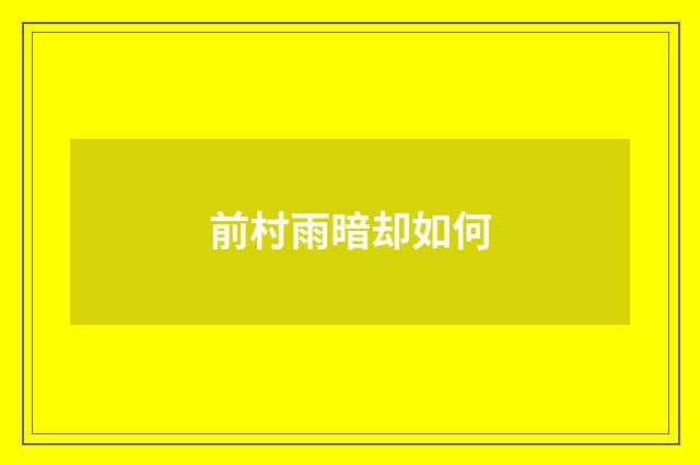 前村雨暗却如何