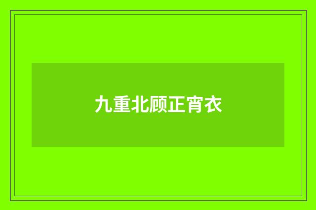 九重北顾正宵衣