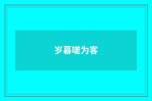 岁暮嗟为客