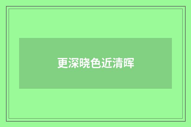 更深晓色近清晖