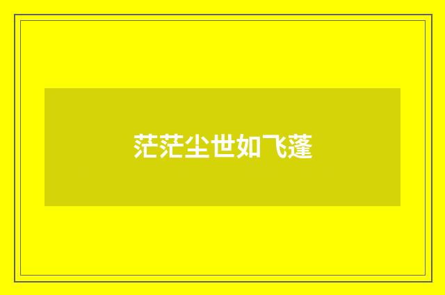 茫茫尘世如飞蓬