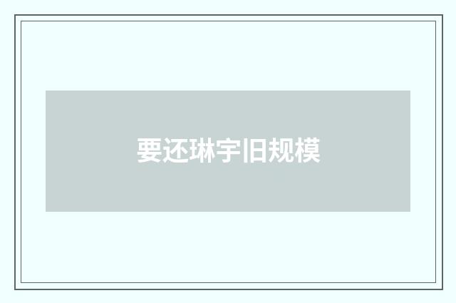 要还琳宇旧规模