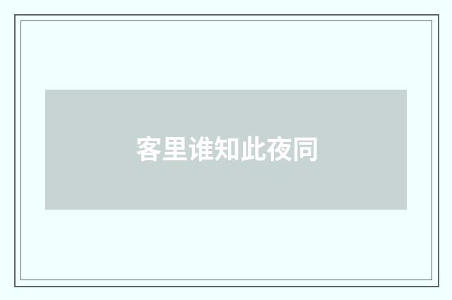 客里谁知此夜同