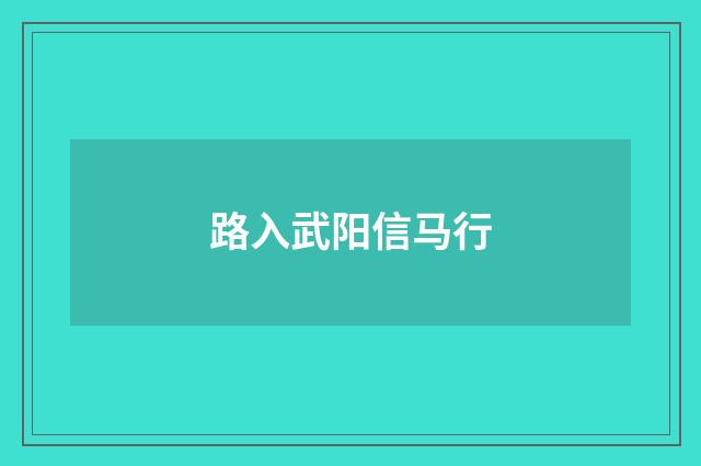 路入武阳信马行