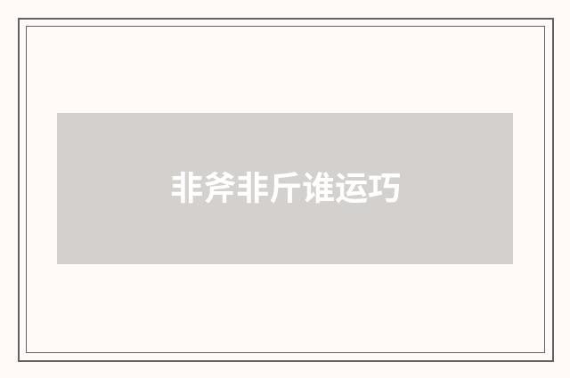 非斧非斤谁运巧