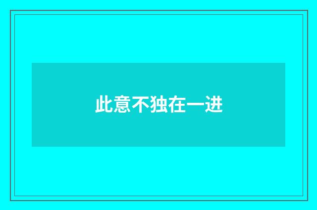 此意不独在一进