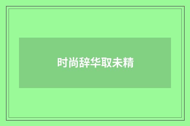 时尚辞华取未精