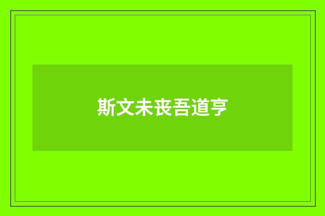 斯文未丧吾道亨