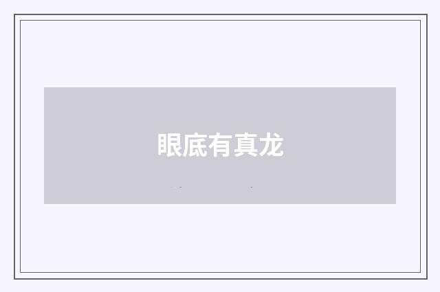 眼底有真龙