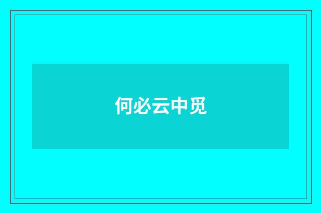 何必云中觅