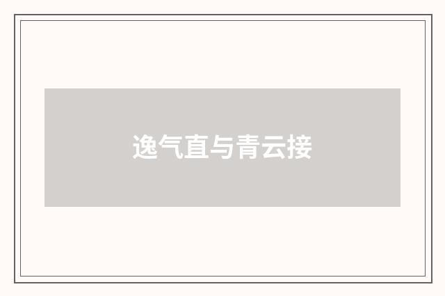 逸气直与青云接