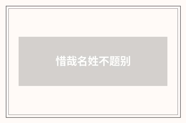 惜哉名姓不题别