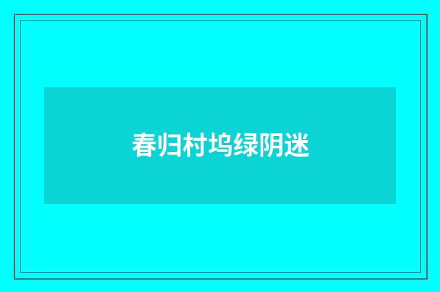 春归村坞绿阴迷