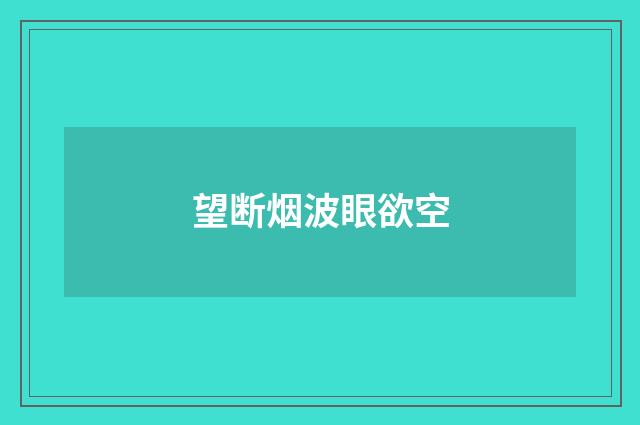 望断烟波眼欲空