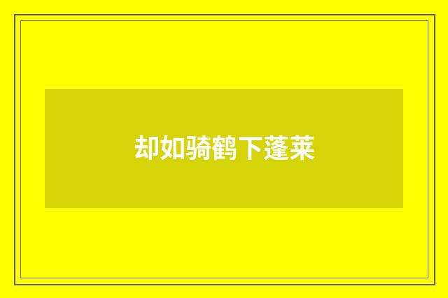 却如骑鹤下蓬莱