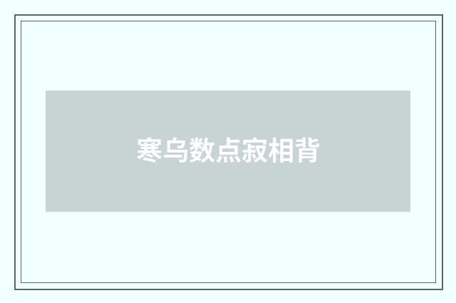 寒乌数点寂相背