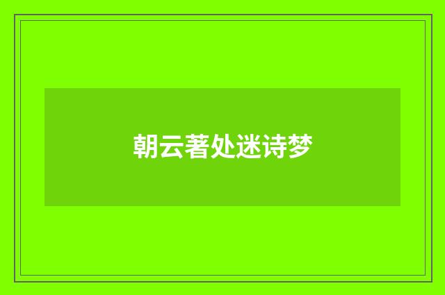 朝云著处迷诗梦