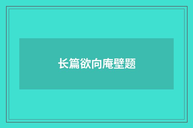长篇欲向庵壁题