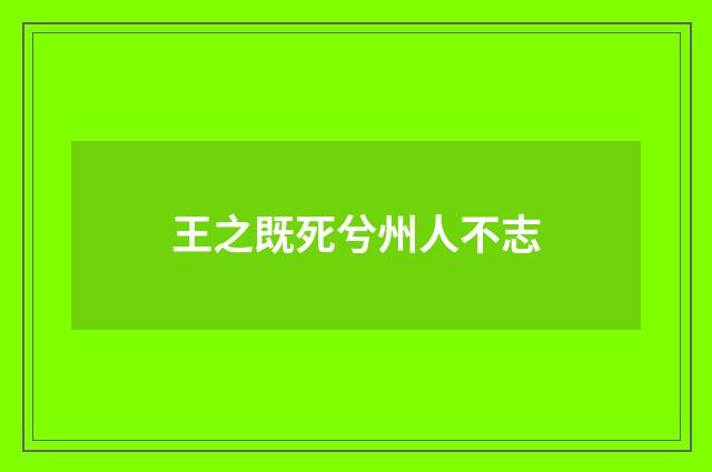 王之既死兮州人不志