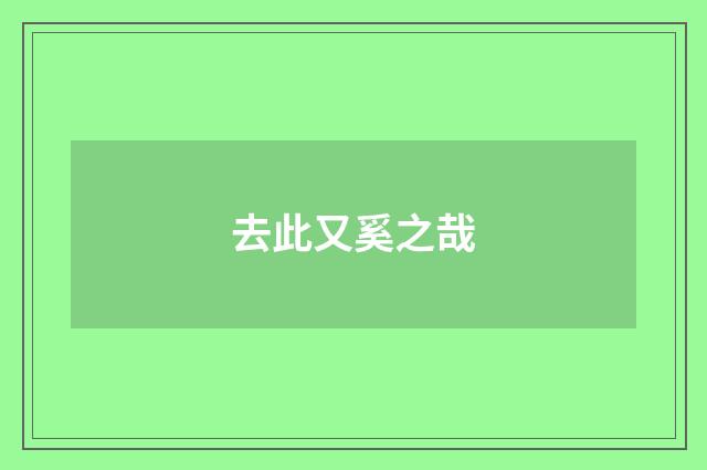 去此又奚之哉