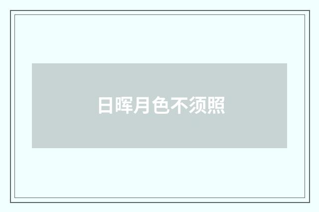 日晖月色不须照