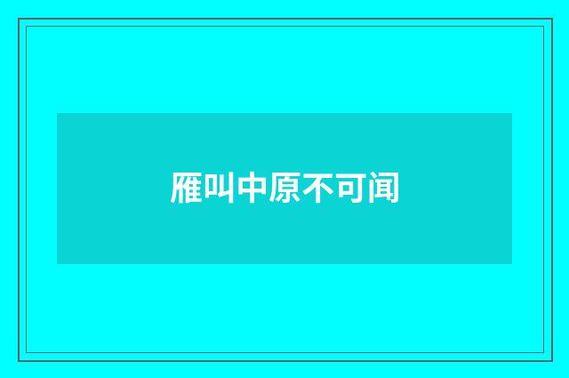 雁叫中原不可闻