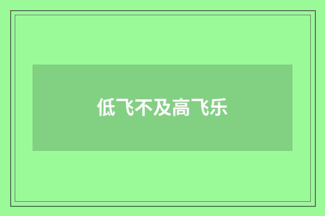 低飞不及高飞乐