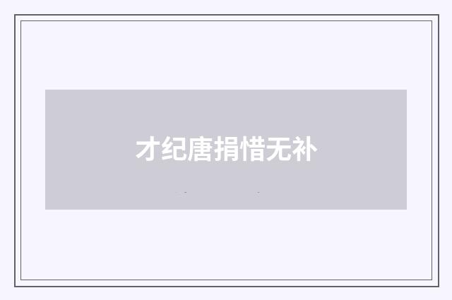 才纪唐捐惜无补