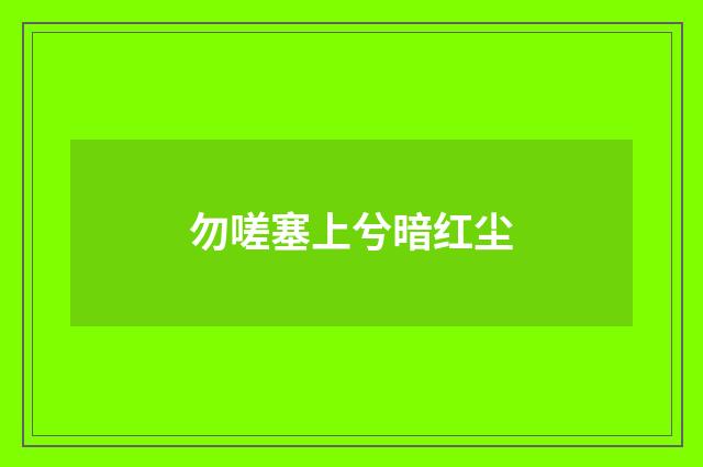 勿嗟塞上兮暗红尘