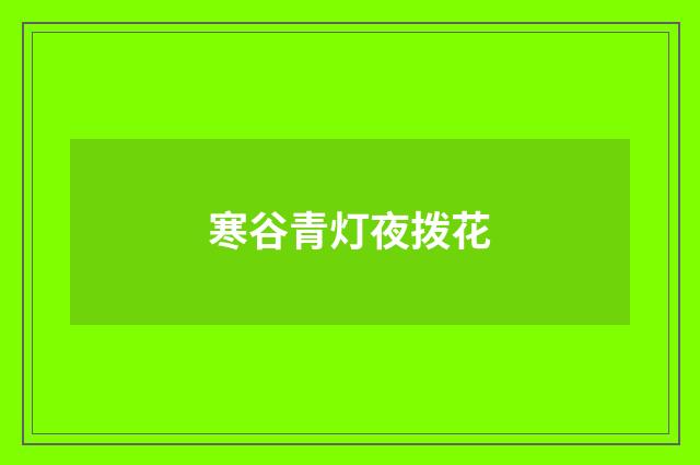 寒谷青灯夜拨花