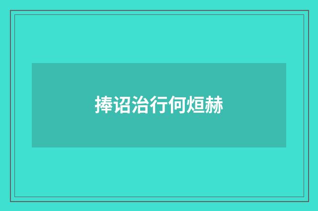 捧诏治行何烜赫