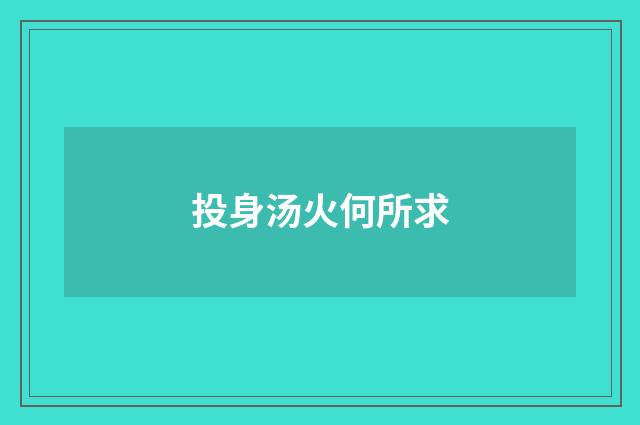 投身汤火何所求