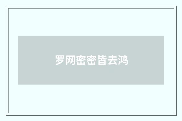 罗网密密皆去鸿