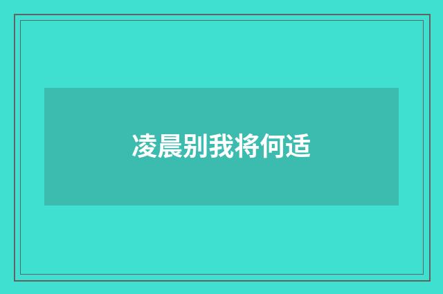 凌晨别我将何适