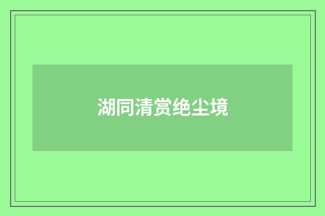 湖同清赏绝尘境