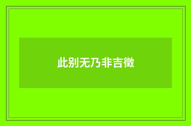 此别无乃非吉徵