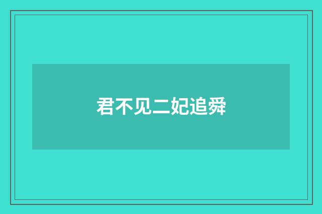 君不见二妃追舜